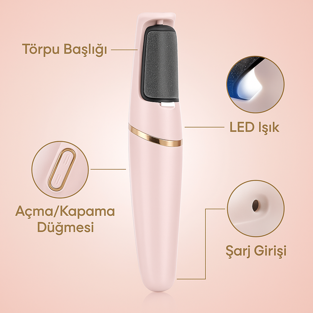 PediLüks Ultra Pro – Spa Kalitesinde Elektrikli Topuk Törpüsü Seti