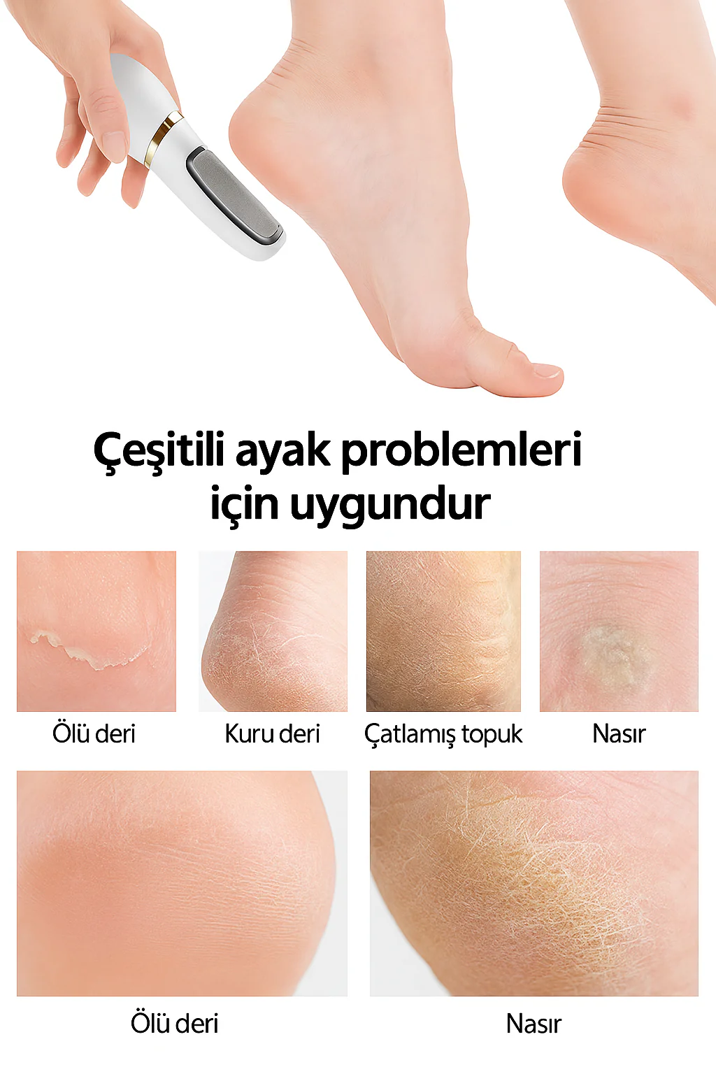 PediLüks Pro – Elektrikli Topuk Törpüsü | Evde Spa Kalitesinde Pedikür